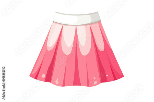 Pink pleated skirt with white waistband, perfect for fashion illustrations, design projects, or children's storybook graphics.