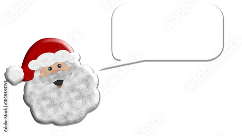 PNG. Trasparente. 3D Illustration. Natale, Babbo Natale  per auguri di Buon Natale, Buon capodanno. Fumetto per spazio testo. photo