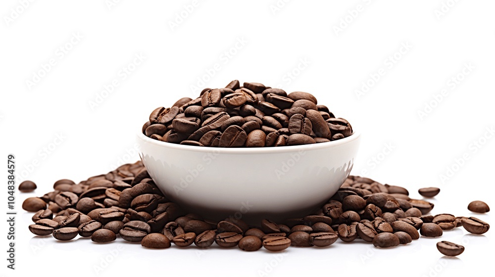 Fototapeta premium Freshly Roasted Coffee Beans in a White Bowl