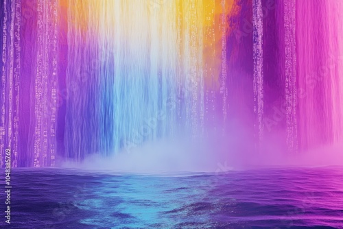 Futuristic Waterfall with Glitch Effects and Vibrant Reflections in a Captivating Atmosphere on 4K Canvas