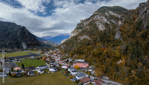 view of the village of Rothenbrunnen in southeastern Switzerland photo