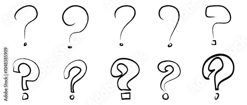 Set of hand drawn question marks. doodle questions marks. isolated on black and white. vector illustration