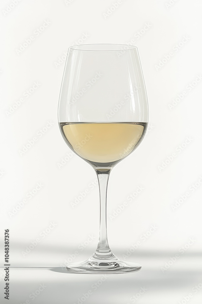 clear wine glass filled with white wine stands elegantly against soft background, showcasing its delicate shape and light golden hue of liquid clear wine glass filled with white wine stands elegantly against soft background, showcasing its delicate shape and light golden hue of liquid