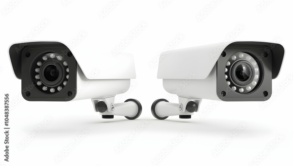 two CCTV camera isolated on a white background two CCTV camera isolated on a white background