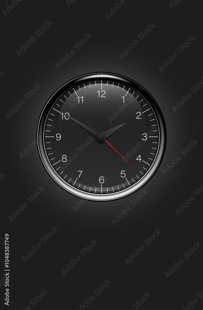 Wall clock on a dark background. Vector illustration. Sketch for creativity. Wall clock on a dark background. Vector illustration. Sketch for creativity.