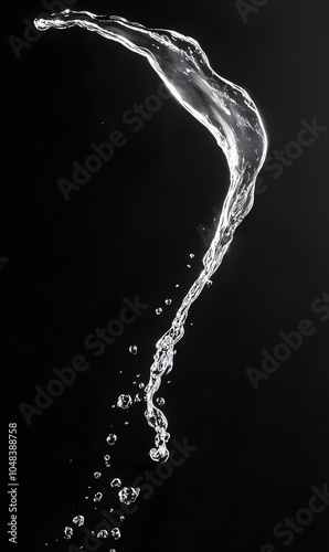 Dynamic Water Droplets Isolated on Black Background – High-Speed Captures, Ripples, Splashes, and Mist in Elegant Motion