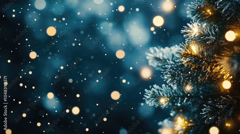 Serene Wintry Scene with Dark Blue Background and Gently Falling Snowflakes for Holiday Vibe Serene Wintry Scene with Dark Blue Background and Gently Falling Snowflakes for Holiday Vibe