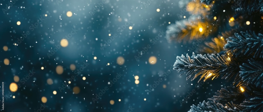 Serene Wintry Scene with Dark Blue Background and Gently Falling Snowflakes for Holiday Vibe Serene Wintry Scene with Dark Blue Background and Gently Falling Snowflakes for Holiday Vibe