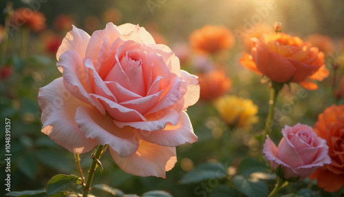 Rose 'Heimatmelodie' (Rosa hybrida), detail of the flower, ornamental plant, North Rhine-Westphalia, Germany, Europe photo