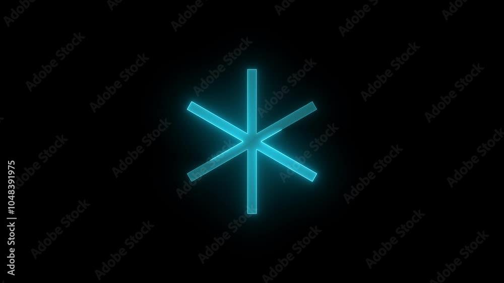 Asterisk stroke icon glowing neon cyan color animation Asterisk stroke icon glowing neon cyan color animation