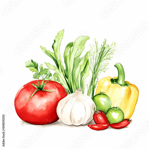 Fresh vegetables, white isolate background