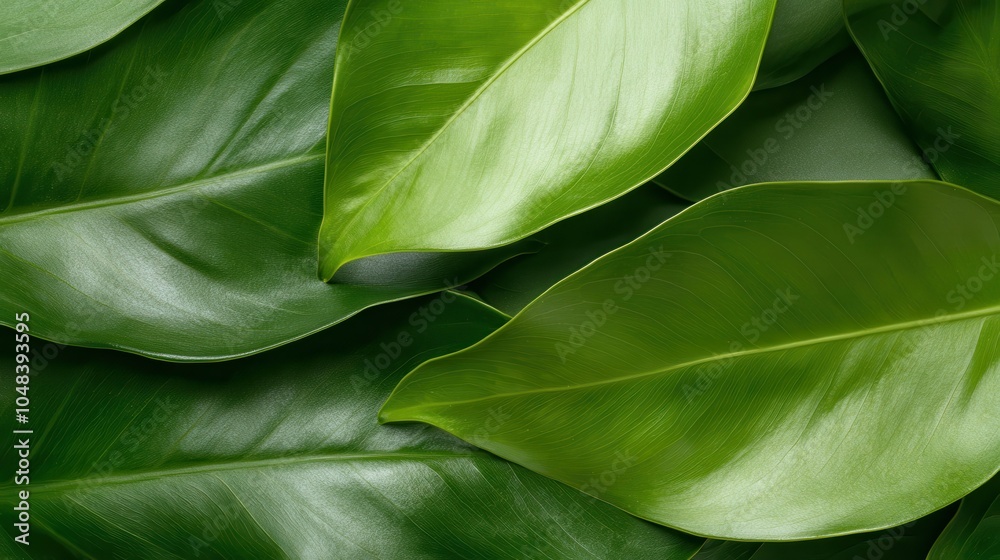 A close-up shot of several overlapping lush green leaves, showing their vibrant color and detailed textures illuminated by soft natural light. A close-up shot of several overlapping lush green leaves, showing their vibrant color and detailed textures illuminated by soft natural light.