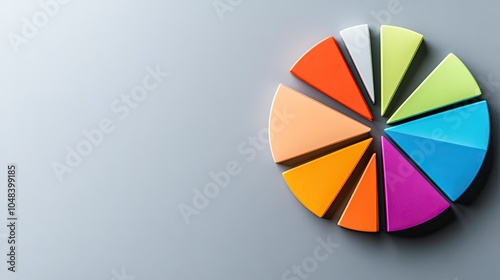 Colorful Pie Chart Segment on Gray Background