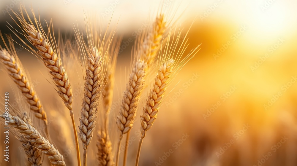 A vibrant wheat field swaying in the breeze, illuminated by the warm, golden hue of a setting sun, capturing the essence of nature and tranquility. A vibrant wheat field swaying in the breeze, illuminated by the warm, golden hue of a setting sun, capturing the essence of nature and tranquility.