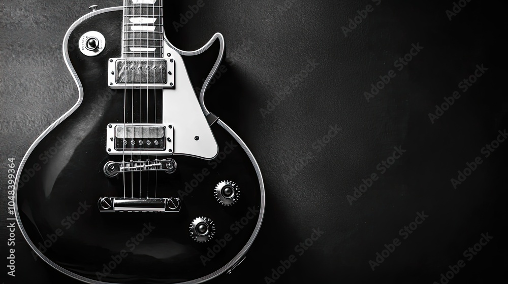 Fototapeta premium Classic Black Electric Guitar on Dark Background