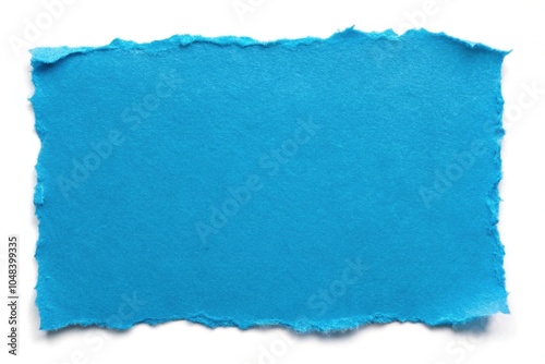 Torn azure paper isolated on white background with transparent alpha channel