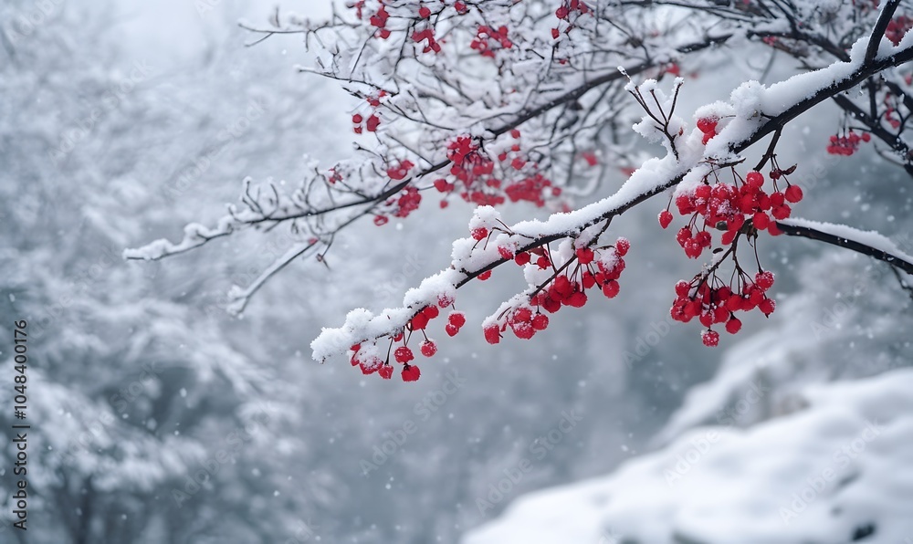 winter plum blossoms covered with snow, Generative AI winter plum blossoms covered with snow, Generative AI