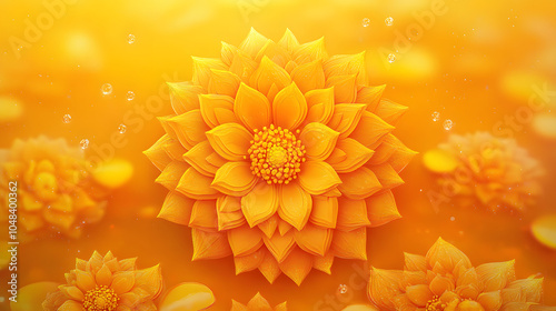 Happy Bathukamma Greetings In Telugu language Typography. Abstract Yellow Traditional floral Background photo