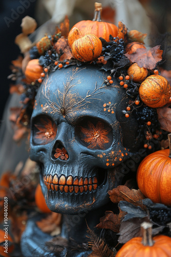 halloween pumpkin and skull photo