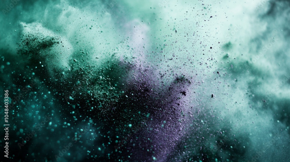 Obraz premium A stunning display of colored powder bursts forth, featuring intense shades of magenta, turquoise, and gold swirling together.