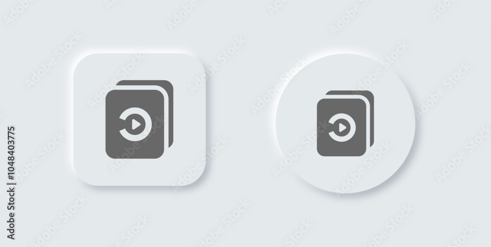 Episode solid icon in neomorphic design style. Series signs vector illustration. Episode solid icon in neomorphic design style. Series signs vector illustration.
