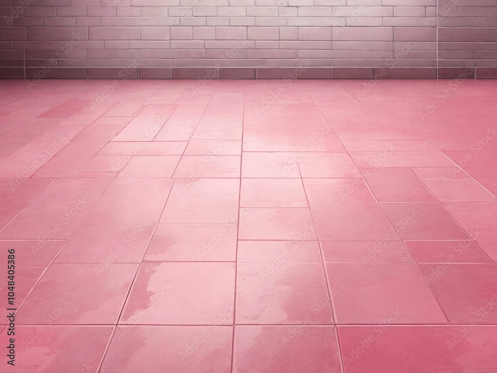 Fototapeta premium Pink brick wall and floor