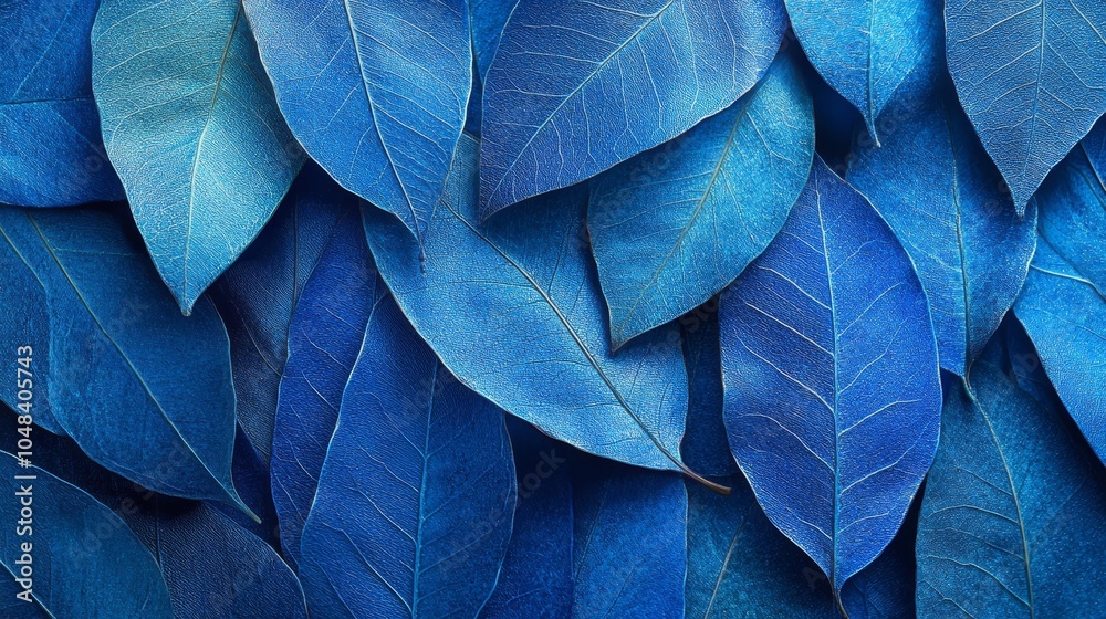 Obraz premium A close up of blue leaves with a blue background
