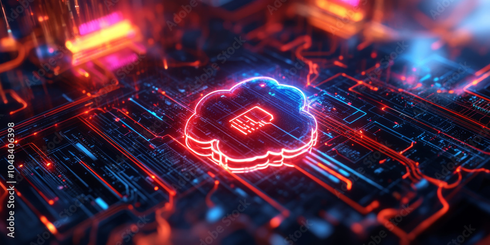 Fototapeta premium Neon cloud network
