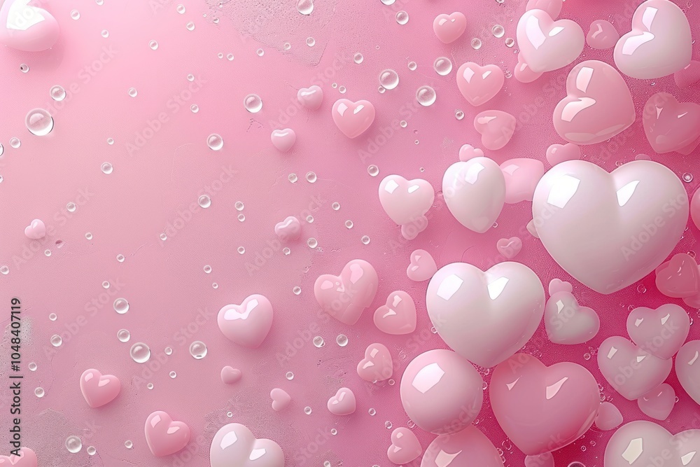 Valentine's Day background with pink and white hearts
