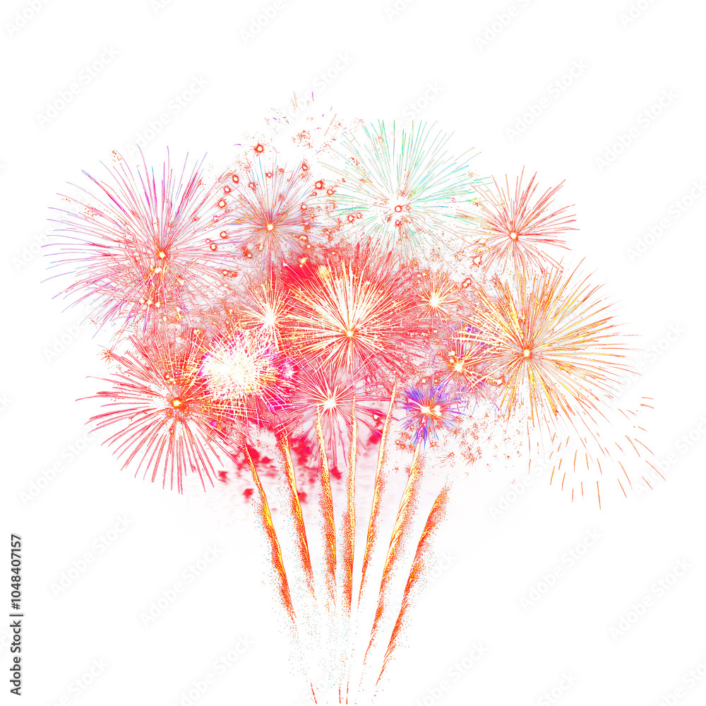 Obraz premium PNG Vibrant fireworks display at night