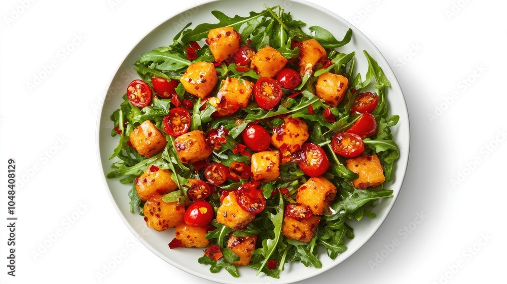 Fresh Salad with Arugula and Roasted Tomatoes