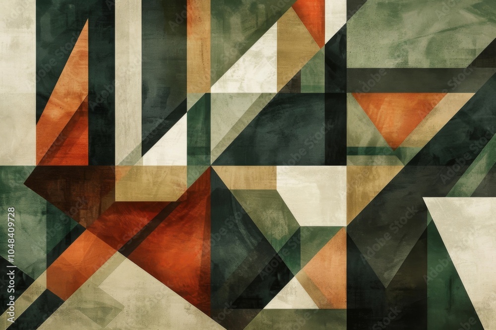 Abstract Geometric Composition: Earthy Tones and Watercolor Textures in Triangular and Rectangular Shapes for Modern Art and Design Backgrounds Abstract Geometric Composition: Earthy Tones and Watercolor Textures in Triangular and Rectangular Shapes for Modern Art and Design Backgrounds
