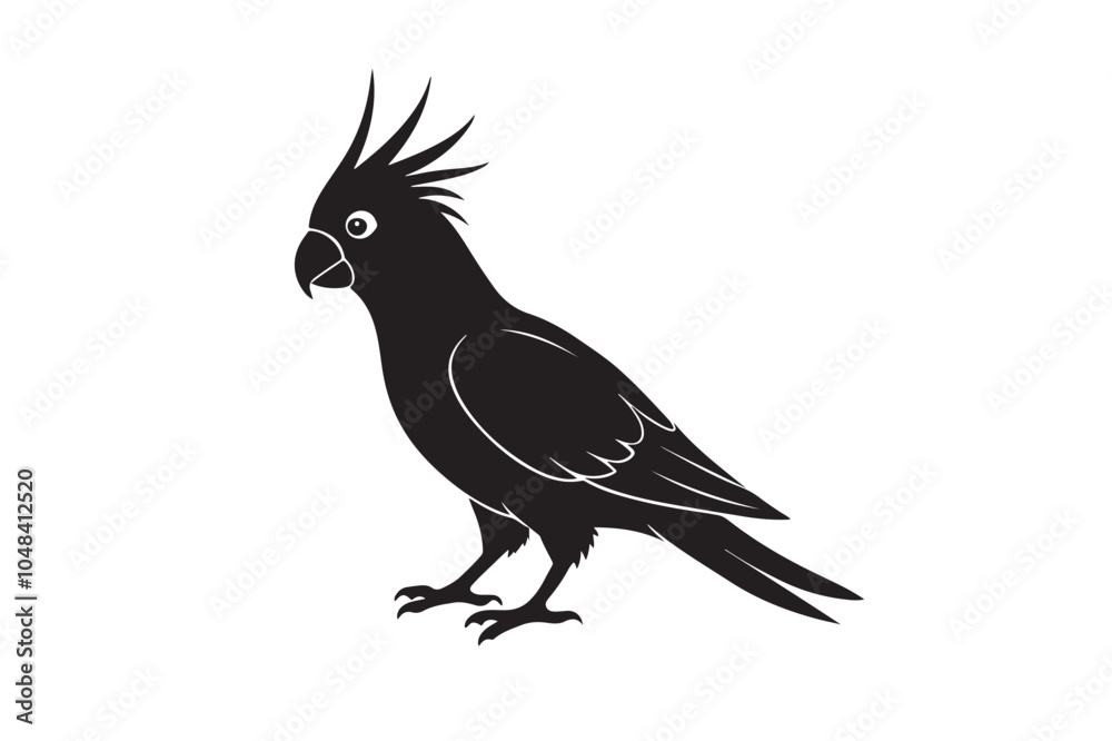 Fototapeta premium Cockatiel silhouette vector illustration, Cockatiel silhouette 