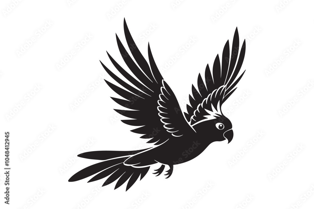 Fototapeta premium Cockatiel silhouette vector illustration, Cockatiel silhouette 