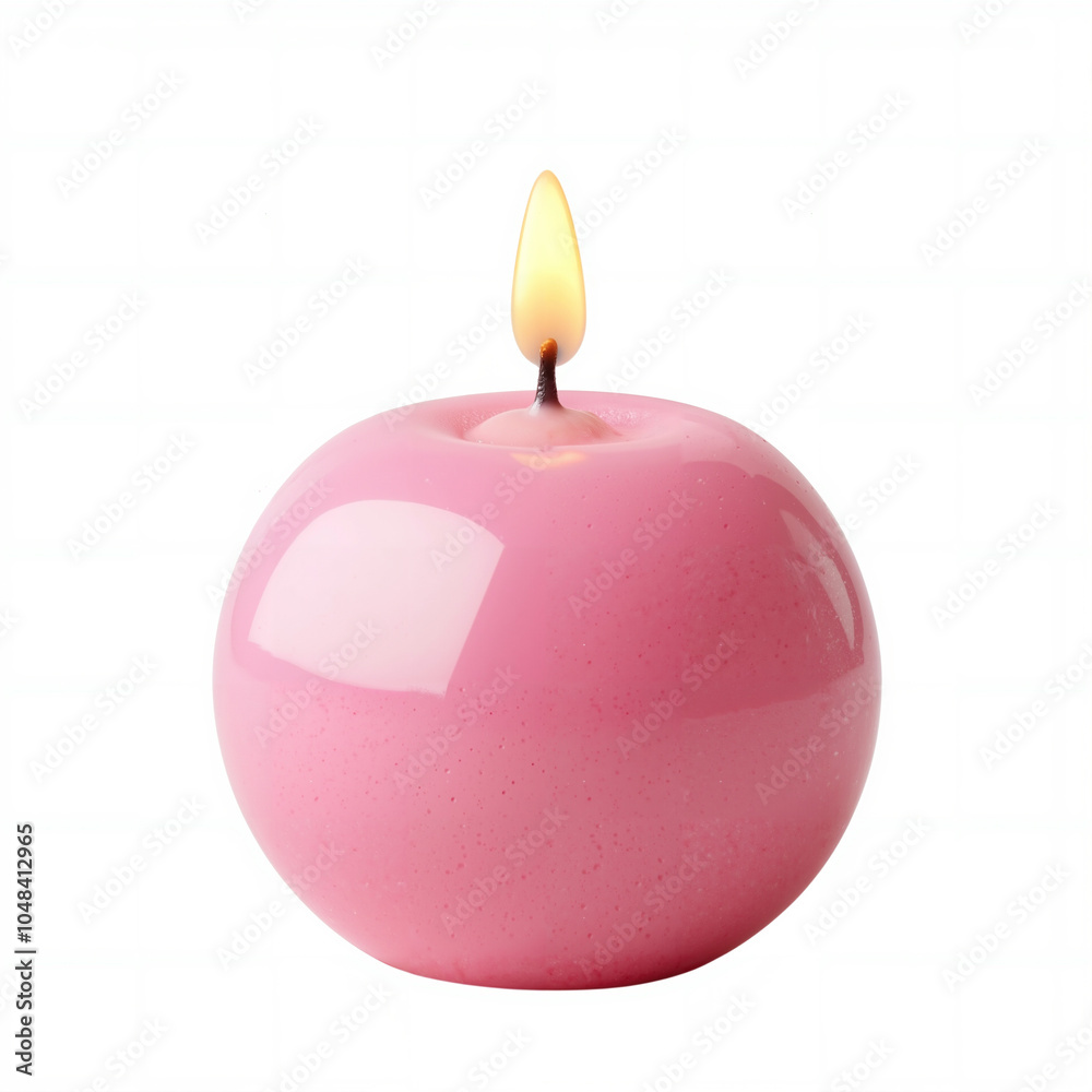 Pink round candle isolated