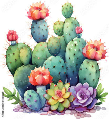cactus and flowers