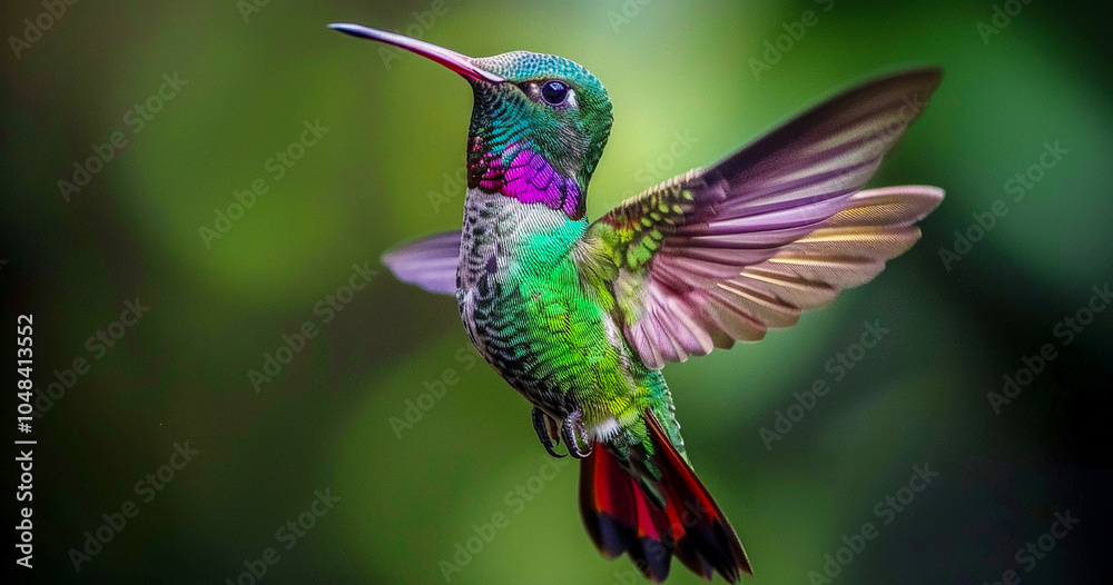 Fototapeta premium Close up of hummingbird in flight