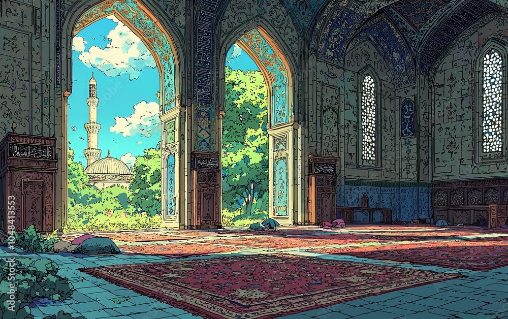 Obraz premium Islamic Mosque with Garden View