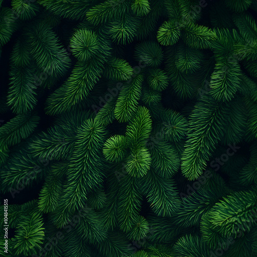 Fir branches green needle abstract background Christmas texture. Vertical composition.