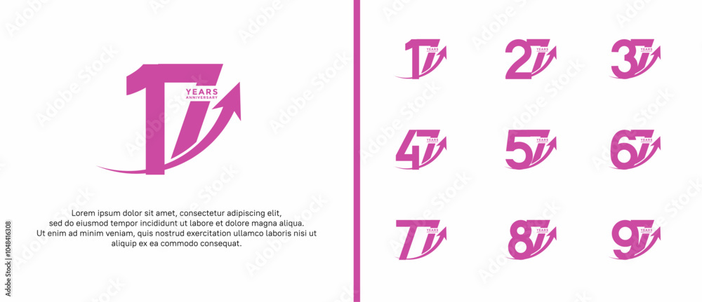 set of anniversary logo flat purple color on white background for celebration moment set of anniversary logo flat purple color on white background for celebration moment