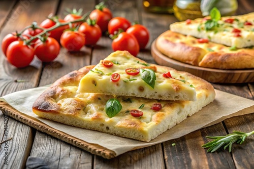 Traditional Ligurian focaccia with cheese photo