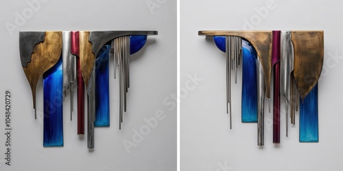 Modern Metal Sculpture Diptych photo