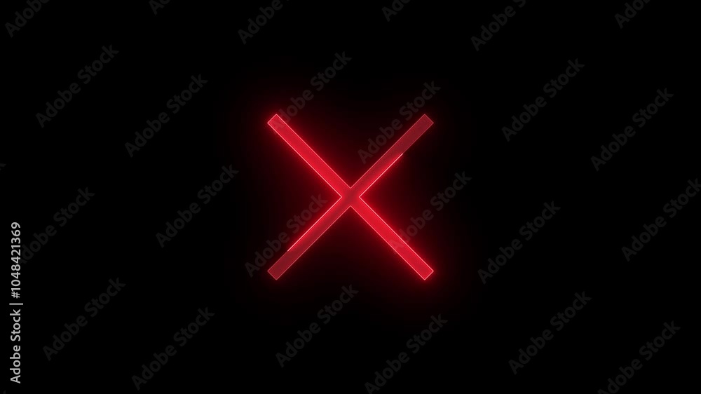 Calculator multiply stroke icon glowing neon red color animation