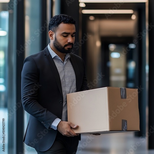 A person holding a box in his hands and walking in the building