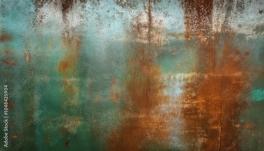 Obraz premium Textured Rust and Patina on Corroded Metal Surface. Abstract Oxidation with Green Blue Patina and Orange Brown Rust for Industrial Grunge Background or Aging Effect in Art and Design Concepts