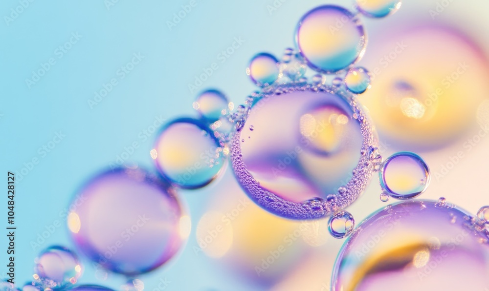 A series of colorful bubbles floating in the air A series of colorful bubbles floating in the air
