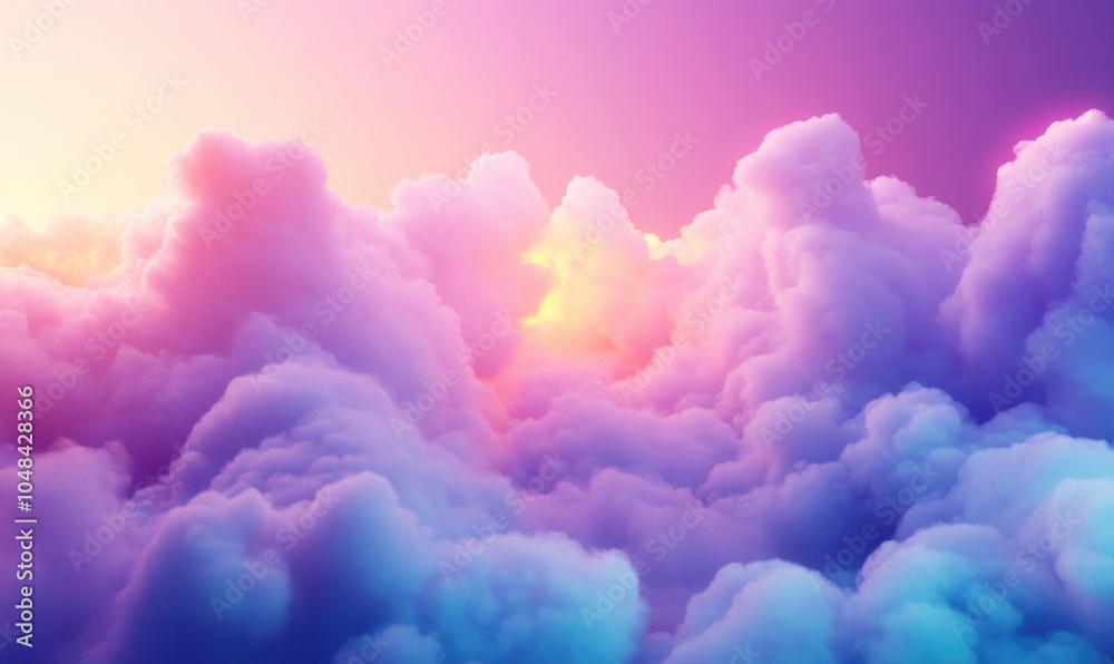 Fototapeta premium The sky is filled with fluffy clouds of different colors, creating a dreamy
