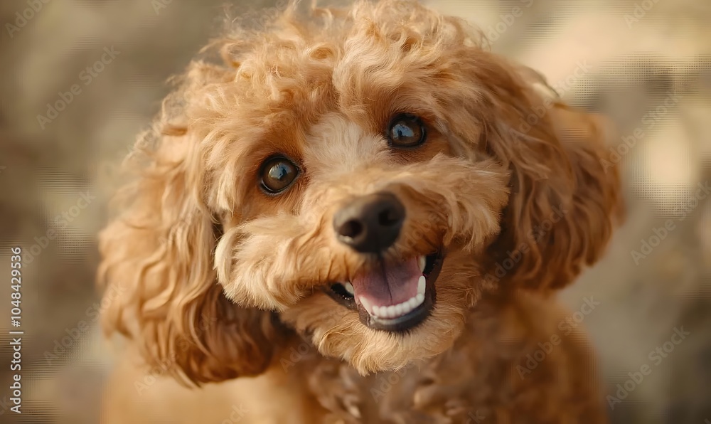 Happy adorable cheerful curly hair dog, Generative AI Happy adorable cheerful curly hair dog, Generative AI