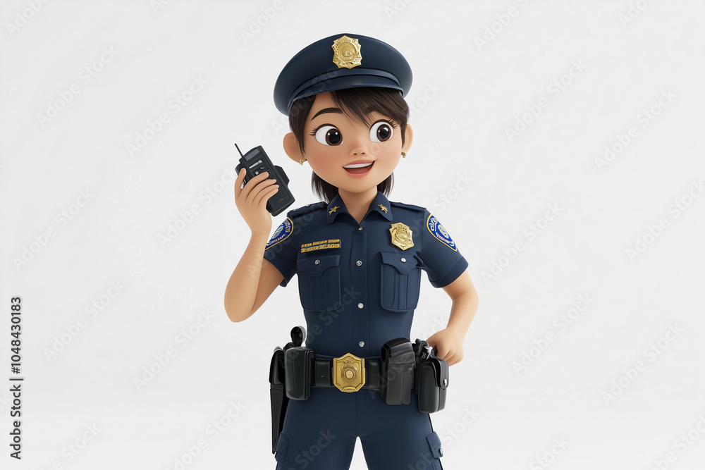 A 3d cartoon of police officer uniform A 3d cartoon of police officer uniform