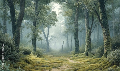 A forest with a path through it